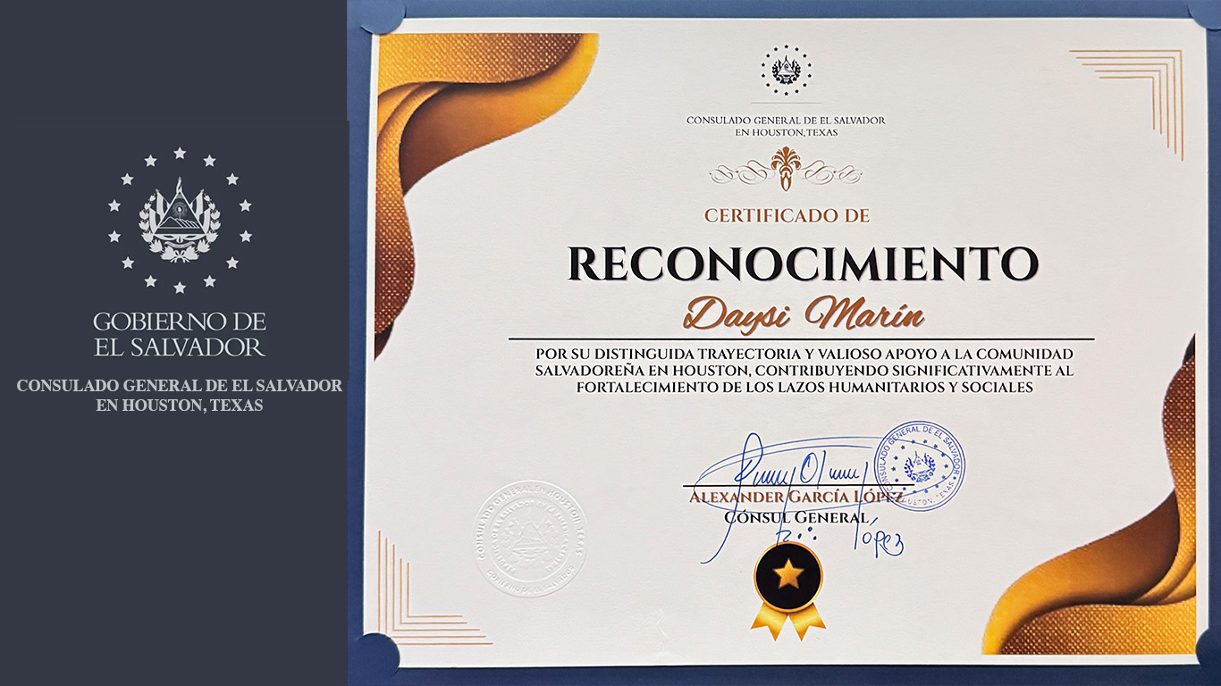 Gobierno de El Salvador — Certificado de Reconocimiento